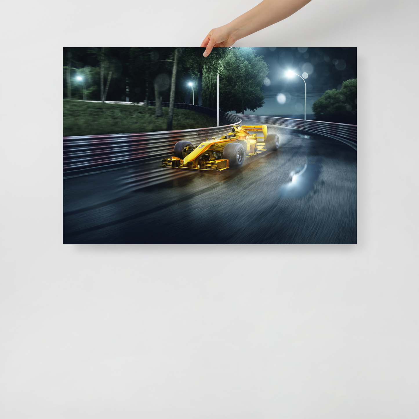 Gold Formula One Race Car 24"x36" Bedroom Poster