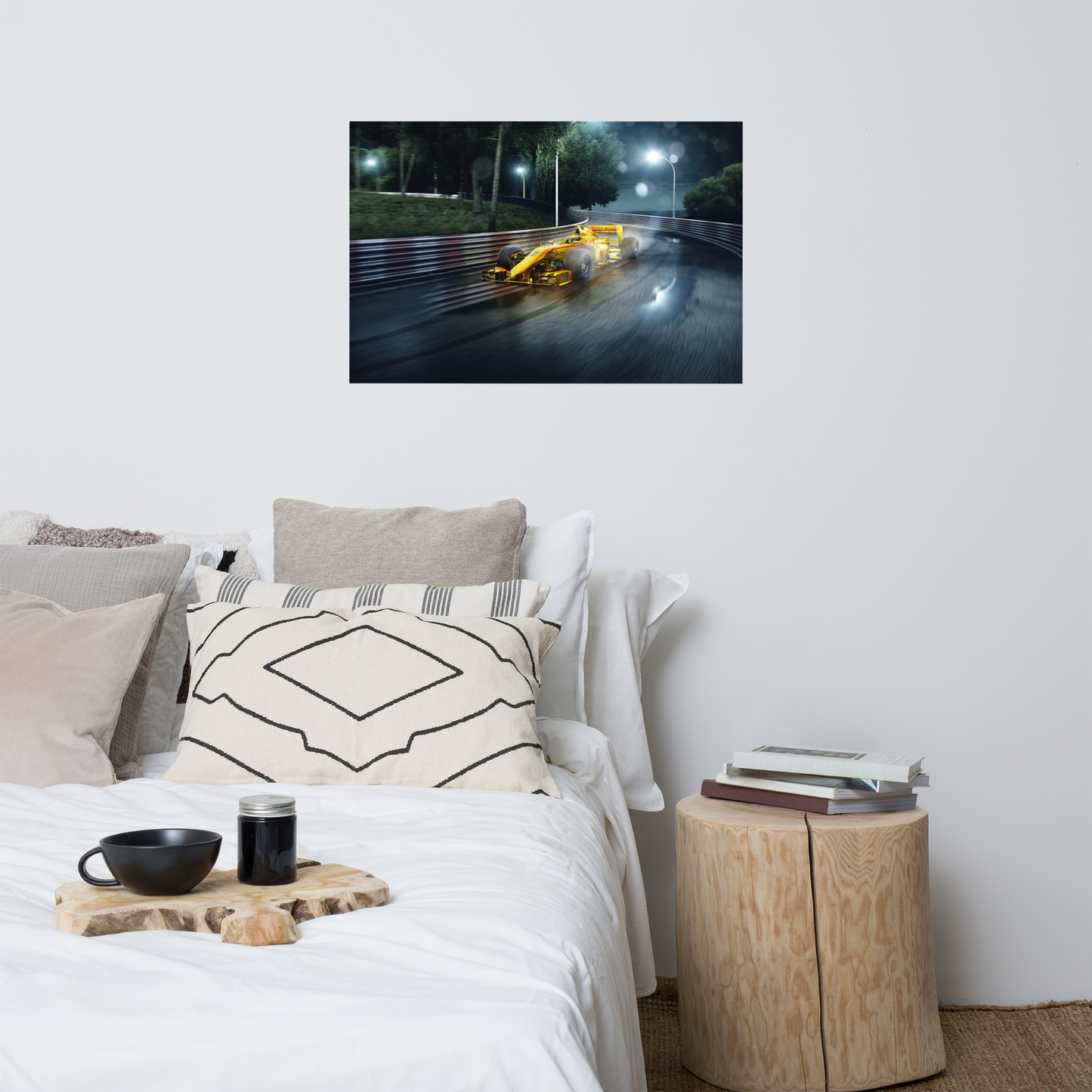 Gold Formula One Race Car 24"x36" Bedroom Poster