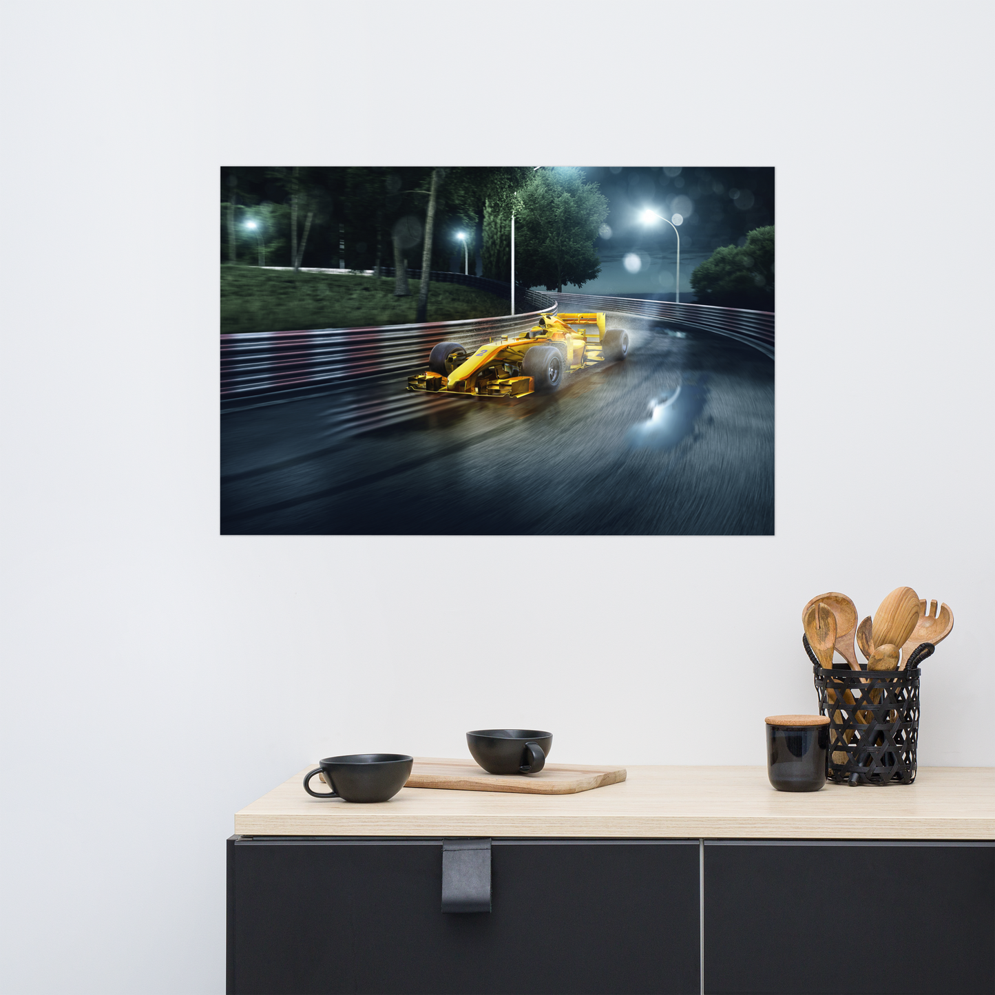 Gold Formula One Race Car 24"x36" Bedroom Poster