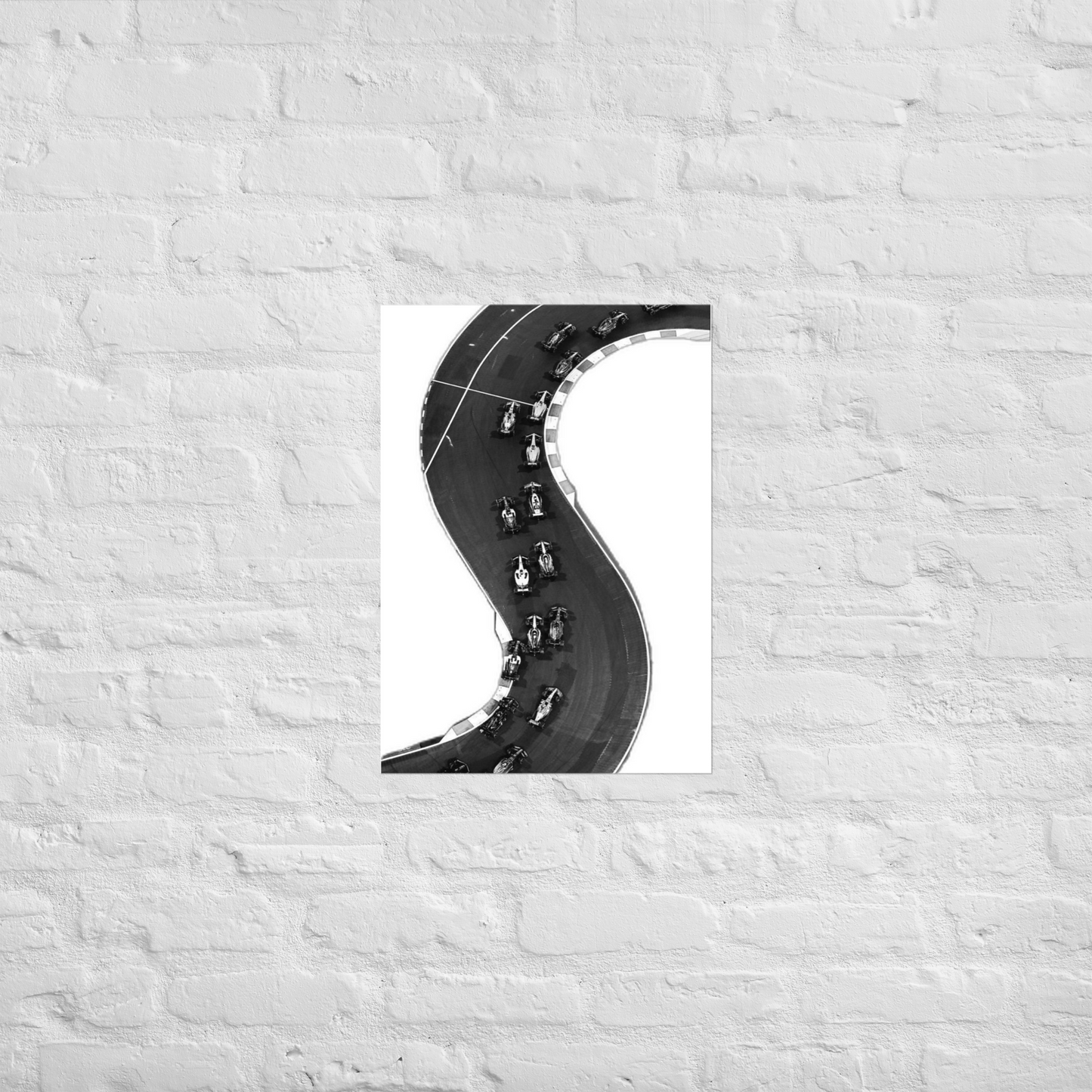 Black & White Formula 1 Race Track Poster