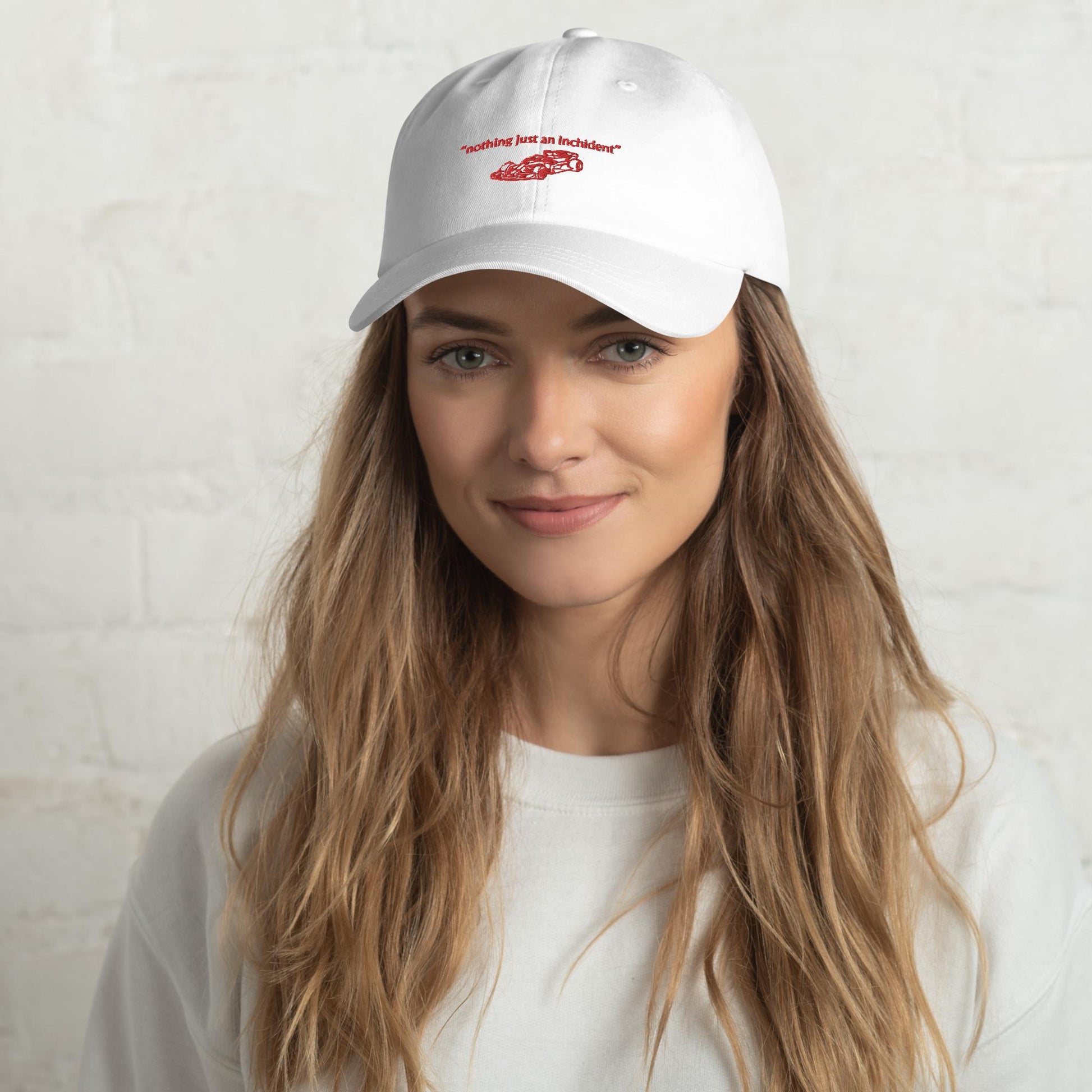 Carlos Sainz Ferrari &#39;nothing just an inchident&#39; Dad Hat - Ferrari F1 Racing Hat, F1 Accessories, Formula 1 Merchandise, Formula One Hats