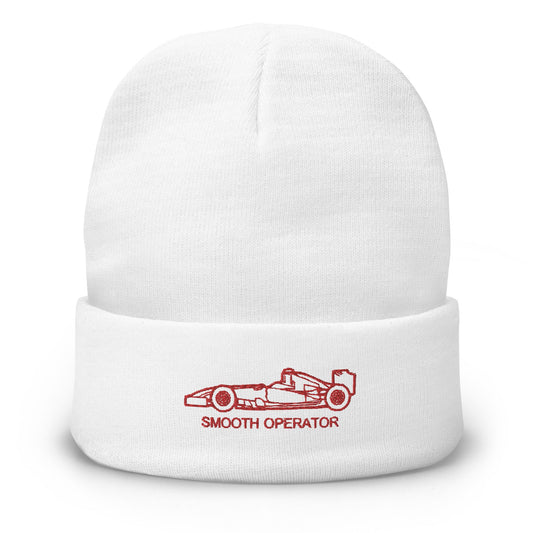 Carlos Sainz Smooth Operator Embroidered Beanie - Formula One Hat, F1 Gifts, Formula 1 Merch, F1 Accessories, Ferrari F1