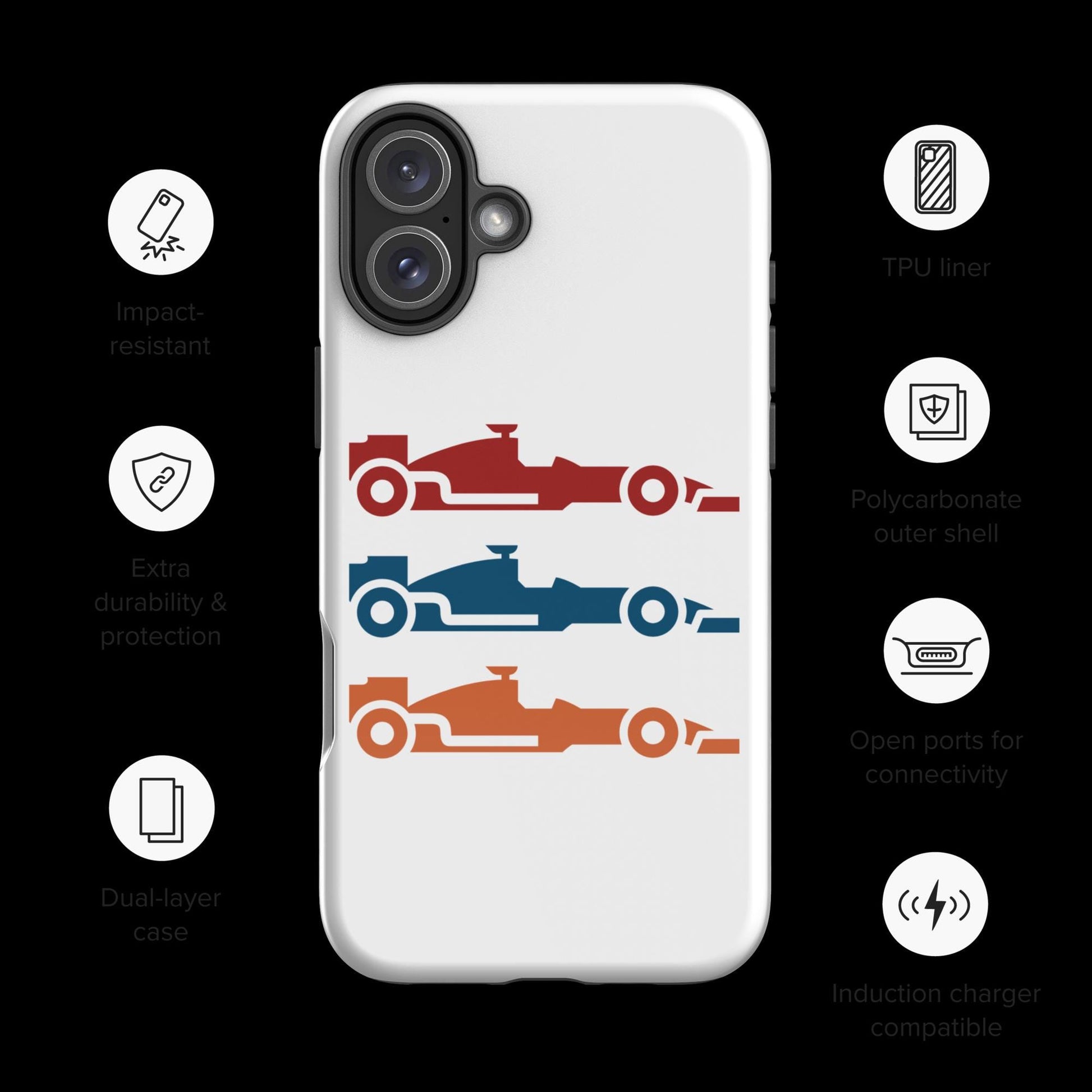 Formula One Race Cars Tough Case for iPhone® - Formula 1 iPhone Case, RedBull F1, McLaren F1, Ferrari F1, F1 Gifts, F1 Accessories