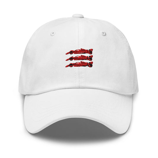 Triple White Ferrari Dad Hat - Formula 1 Hats, Formula 1 Apparel, Formula One Gifts, F1 Fitted Hats, F1 Cap, Gifts for F1 Lovers, F1 Hats