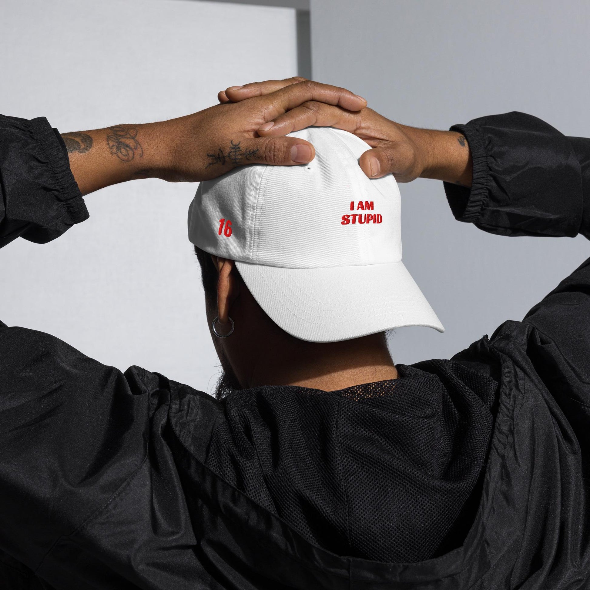 Leclerc 16 'I Am Stupid' Formula 1 Design Dad Hat - Unique Formula 1 Hats, Formula 1 Hats, Formula 1 Apparel, Gifts for F1 Lovers