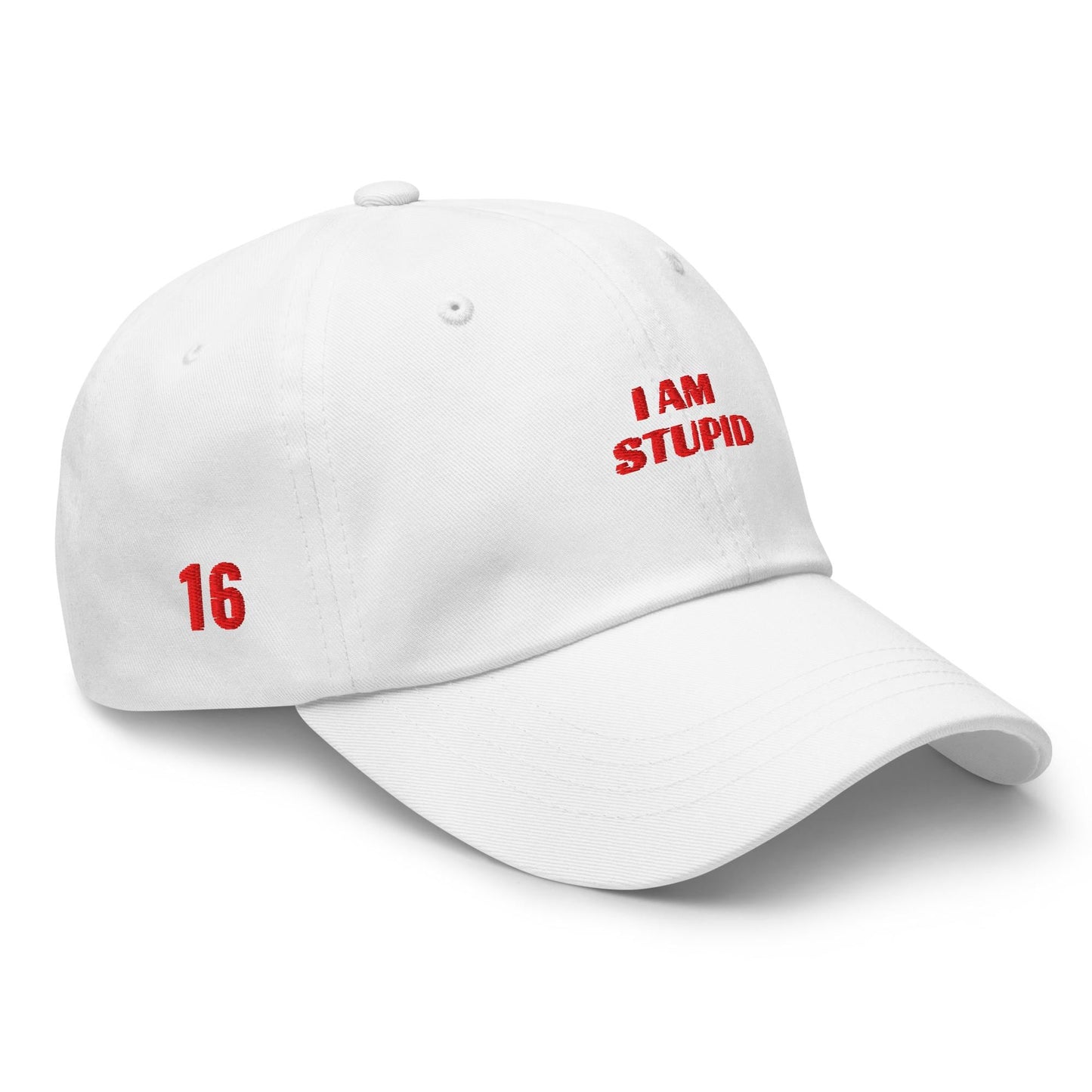 Leclerc 16 'I Am Stupid' Formula 1 Design Dad Hat - Unique Formula 1 Hats, Formula 1 Hats, Formula 1 Apparel, Gifts for F1 Lovers