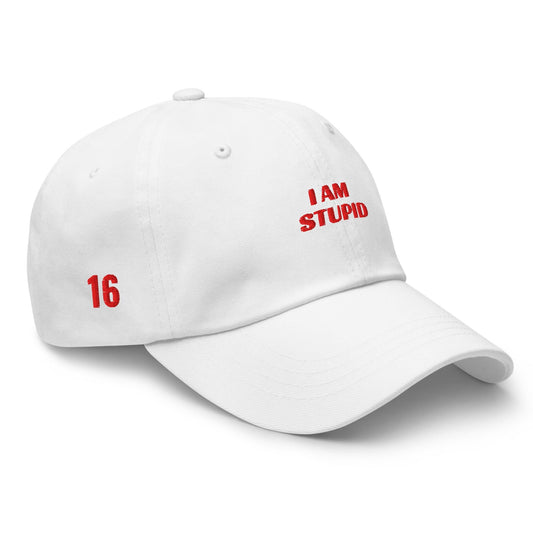 Leclerc 16 'I Am Stupid' Formula 1 Design Dad Hat - Unique Formula 1 Hats, Formula 1 Hats, Formula 1 Apparel, Gifts for F1 Lovers